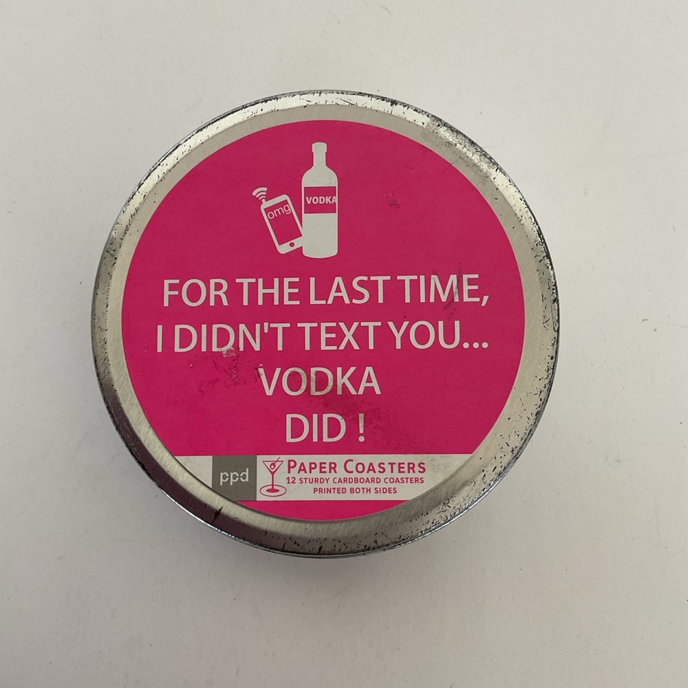 Pink Paper Coasters - Fun Vodka Design NWT